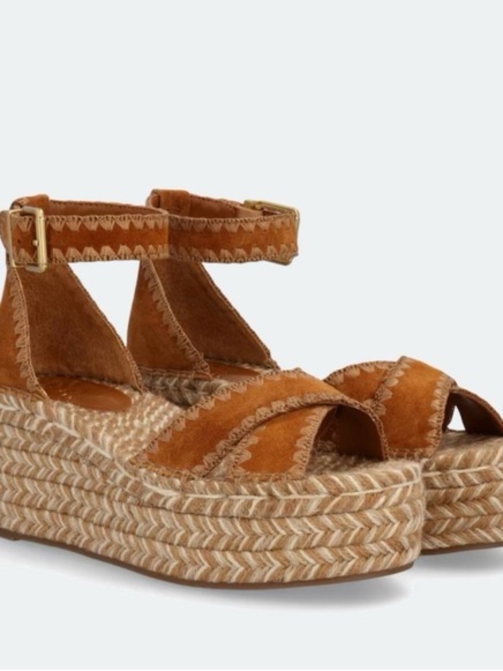 Vince Camuto Treyenne tobacco Suede Espadrille Platform Sandals with Ankle Strap